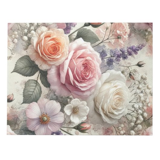 Elegant Pink and White Roses Notepad Notitieblok (Voorkant)