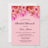 Elegant Pink and Yellow Floral Bridal Brunch Kaart (Voorkant)