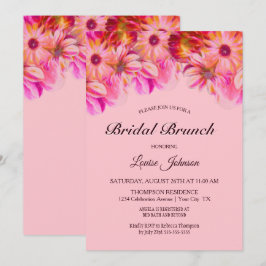 Elegant Pink and Yellow Floral Bridal Brunch Kaart