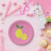 Elegant Pink and Yellow Lemon Party Papieren Bordje (Feest)