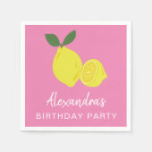 Elegant Pink and Yellow Lemon Party Servet (Voorkant)
