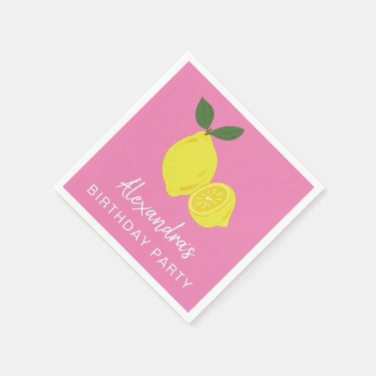 Elegant Pink and Yellow Lemon Party Servet (Hoek)
