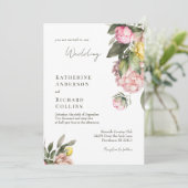Elegant Pink and Yellow Peonies Wedding Kaart (Staand voorkant)