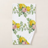 Elegant  Pink and Yellow Roses Floral  Bad Handdoek (Handdoek)
