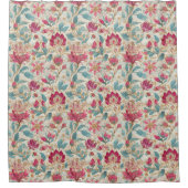 Elegant Pink Aqua Botanical Pattern Douchegordijn (Voorkant)