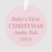 Elegant Pink Baby Girl Eerste kerstfoto Ornament (voorkant)