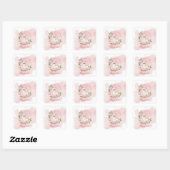 Elegant Pink Baby Girl Waterverf Script Dank u wel Vierkante Sticker (Vel)