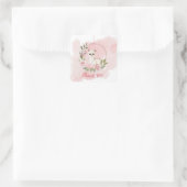 Elegant Pink Baby Girl Waterverf Script Dank u wel Vierkante Sticker (Tas)