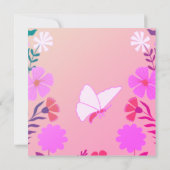 Elegant pink baby shower, butterflies and flowers kaart (Achterkant)