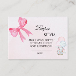 Elegant Pink Baby Shower Diaper Raffle Card – Girl Informatiekaartje