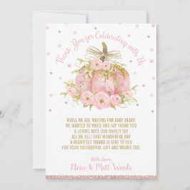Elegant Pink Baby shower Girl Bedankkaart