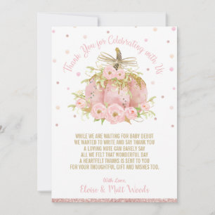 Elegant Pink Baby shower Girl Bedankkaart