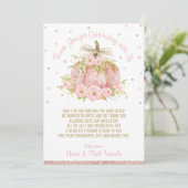 Elegant Pink Baby shower Girl Bedankkaart (Staand voorkant)