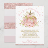 Elegant Pink Baby shower Girl Bedankkaart (Voorkant / Achterkant)