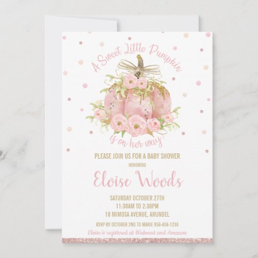 Elegant Pink Baby shower Girl Kaart (Voorkant)