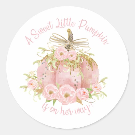 Elegant Pink Baby shower Girl Ronde Sticker (Voorkant)