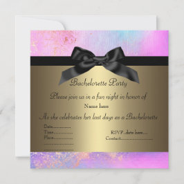 ELEGANT PINK BACHELORETTE INVITATE gold detail n Kaart