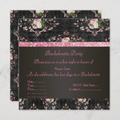 ELEGANT PINK BACHELORETTE INVITATIE florale afdruk Kaart (Voorkant / Achterkant)