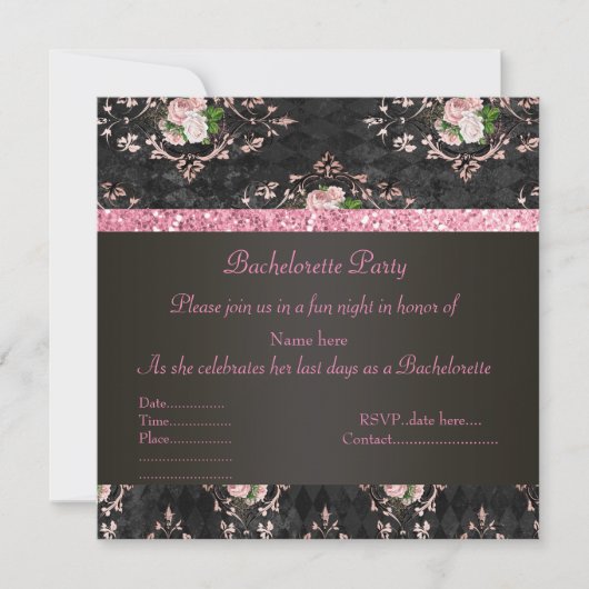 ELEGANT PINK BACHELORETTE INVITATIE florale afdruk Kaart (Voorkant)