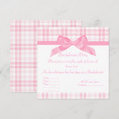 ELEGANT PINK BACHELORETTE INVITATIE tartan Kaart (Voorkant / Achterkant)