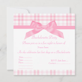 ELEGANT PINK BACHELORETTE INVITATIE tartan Kaart