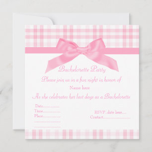 ELEGANT PINK BACHELORETTE INVITATIE tartan Kaart