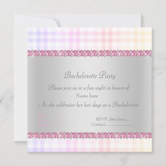 ELEGANT PINK BACHELORETTE tartan new diamants Kaart (Voorkant)
