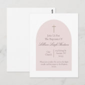 Elegant Pink Baptism Invitation | Minimalist Girl  Briefkaart (Voorkant / Achterkant)