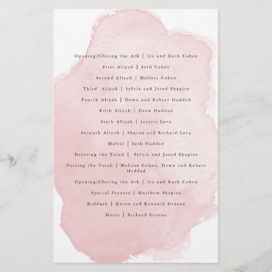 Elegant Pink Bat Mitswa Ceremony Paperprogramma Flyer (Achterkant)