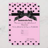 ELEGANT PINK BLACK BACHELORETTE INVITATIE KAART (Voorkant / Achterkant)