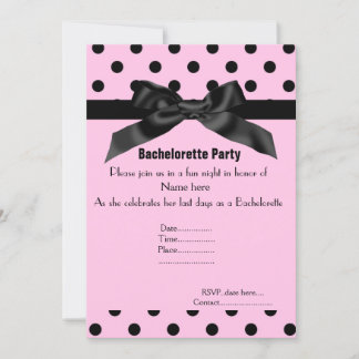 ELEGANT PINK BLACK BACHELORETTE INVITATIE KAART