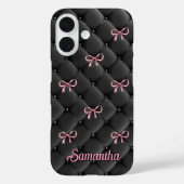 Elegant pink black coquette bows pattern monogram Case-Mate iPhone case (Achterkant)