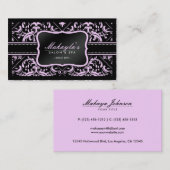 Elegant Pink & Black Damask Salon en Spa Visitekaartje (Voorkant / Achterkant)