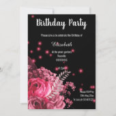 ELEGANT PINK BLACK FLORAL GARDEN BIRTHDAY KAART (Voorkant)
