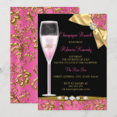 Elegant Pink Black Gold Damask Champagne Brunch Kaart (Voorkant / Achterkant)