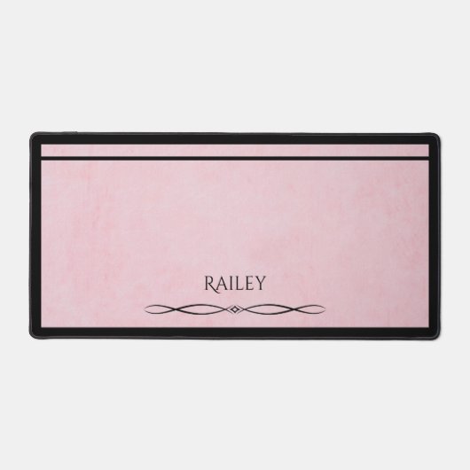 Elegant Pink Black Minimalist Executive Desk Mat (Voorkant)