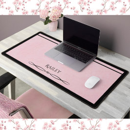 Elegant Pink Black Minimalist Executive Desk Mat