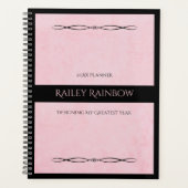 Elegant Pink Black Monogram Executive Planner (Voorkant)