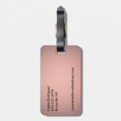 Elegant Pink & Black Monogramed Roos Gold Chevron Bagagelabel (Achterkant verticaal)