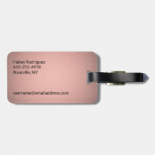 Elegant Pink & Black Monogramed Roos Gold Chevron Bagagelabel (Achterkant horizontaal)