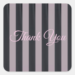 Elegant Pink & Black Striped French Bridal Shower Vierkante Sticker