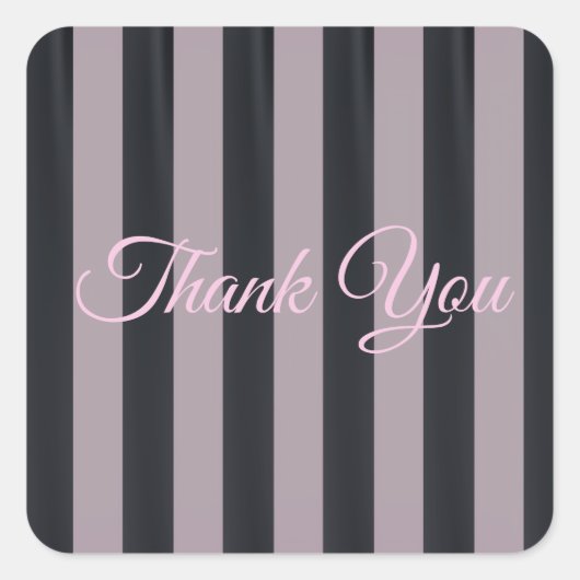 Elegant Pink & Black Striped French Bridal Shower Vierkante Sticker (Voorkant)
