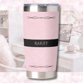 Elegant Pink Black Travel Mug Geïsoleerde Drinkbeker
