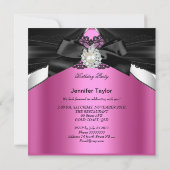 Elegant Pink Black White Birthday Party Kaart (Achterkant)