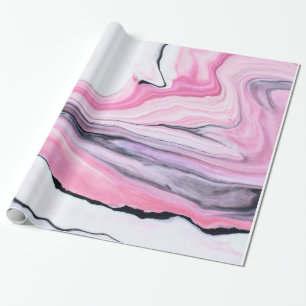 Elegant PINK BLACK WHITE MARBLE TEXTURE Cadeaupapier