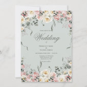 Elegant Pink Bliush Ivory Floral Wedding Kaart (Voorkant)
