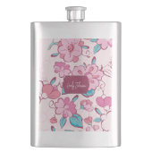 Elegant Pink Blossom Custom Name Floral Design Flacon (Voorkant)