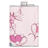 Elegant Pink Blossom Custom Name Floral Design Heupfles (Achterkant)