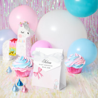 Elegant Pink & Blue Baby Shower Favor Box with Bow Bedankdoosjes