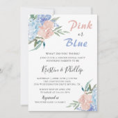 Elegant Pink Blue Floral Gender onthulling Baby sh Kaart (Voorkant)